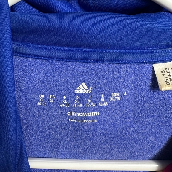 adidas heathered Blue Hoodie Sweatshirt with Multicolor Logo - Picture 4 of 7